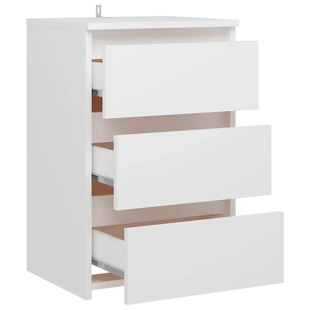 Comodino-Tavolino da notte Bianco 40x35x62,5 cm in Legno Multistrato