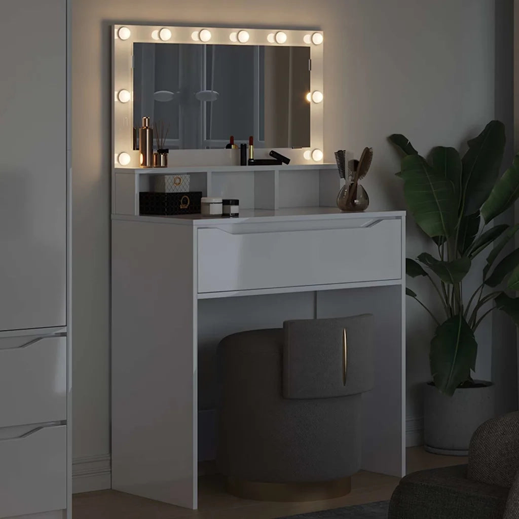 Tavoli da Trucco per Camera da Letto con cassetto Bianco Lucido