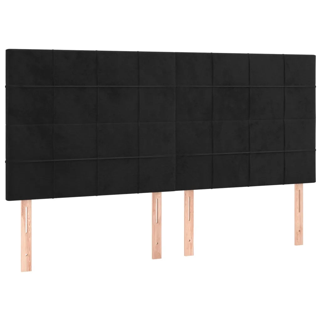 Testiera | Testata Nera 200x5x118/128 cm Velluto