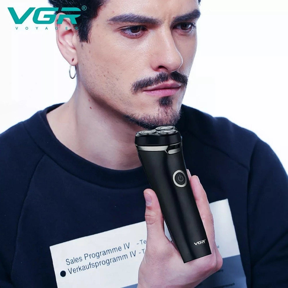 Trade Shop - Rasoio Elettrico Barba Trimmer Rotante Tripla Lama Impermeabile Carica Usb V-319 -