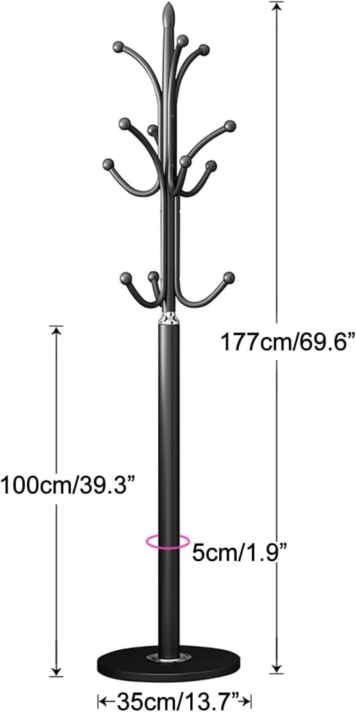 Appendiabiti in Metallo, Moderno Appendiabiti Indipendente con Base, Appendiabiti e Appendiabiti con 12 Ganci per Ingresso, corridoio, Ufficio (Bianco)