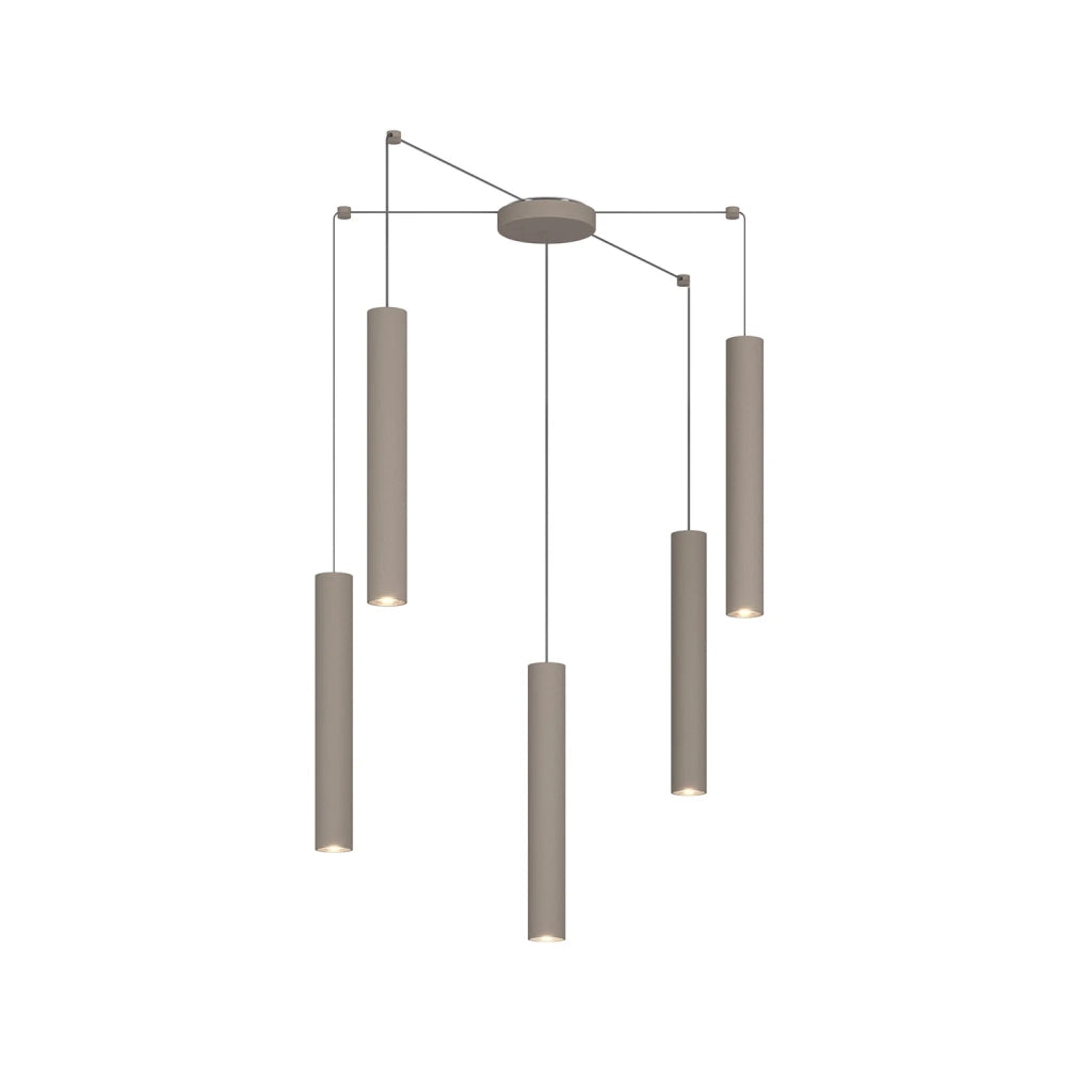 Lampadario Industrial-Minimal Xeana Metallo Marrone 5 Luci Gu10