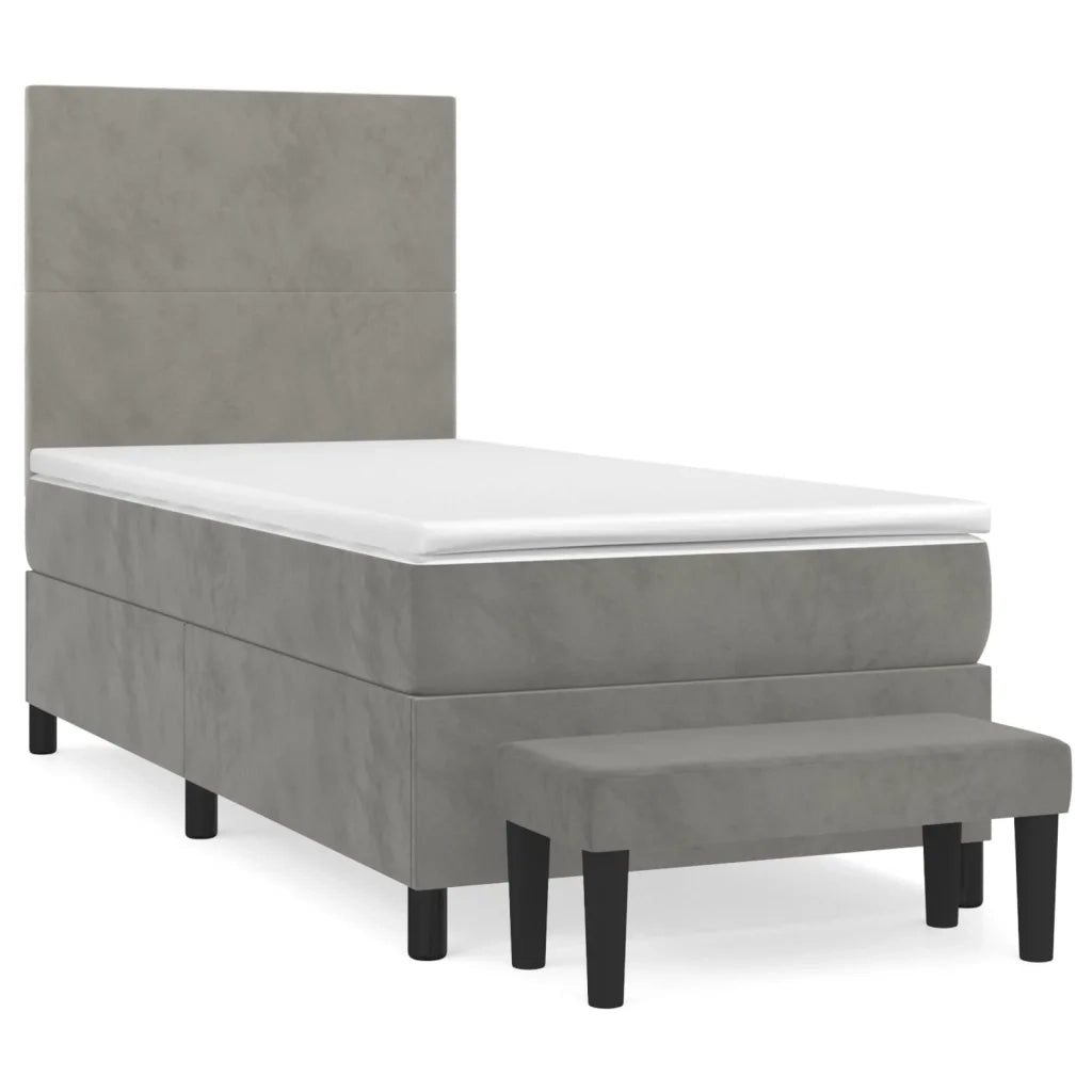 Giroletto a Molle con Materasso-Struttura Letto Grigio Chiaro 90x200 cm Velluto 777806