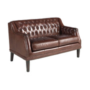 Divano Chester 2 posti in pelle marrone cognac
