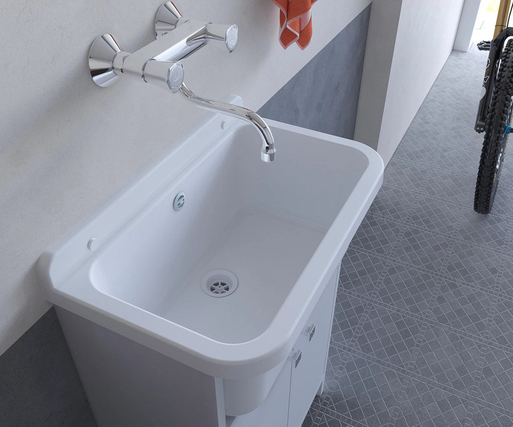 Mobile Lavanderia in PVC 54x26x80 cm 2 Ante per Interno ed Esterno Forlani Clear Bianco
