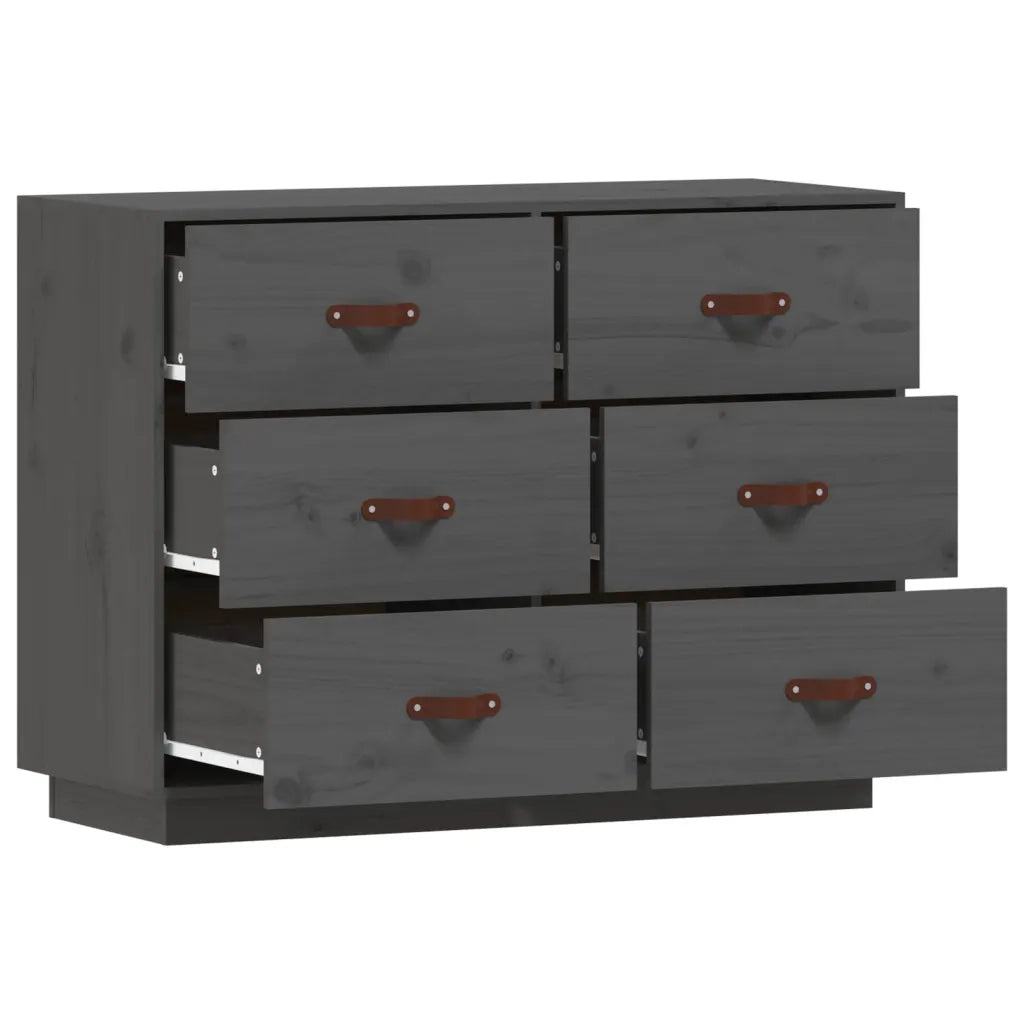 Credenza-Buffet-Armadio da cucina Grigia 100x40x75 cm in Legno Massello di Pino 180952