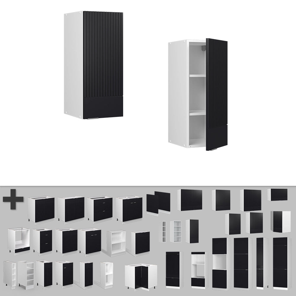 Pensile da cucina Fame-Line Nero rigato/Bianco 30 cm Vicco
