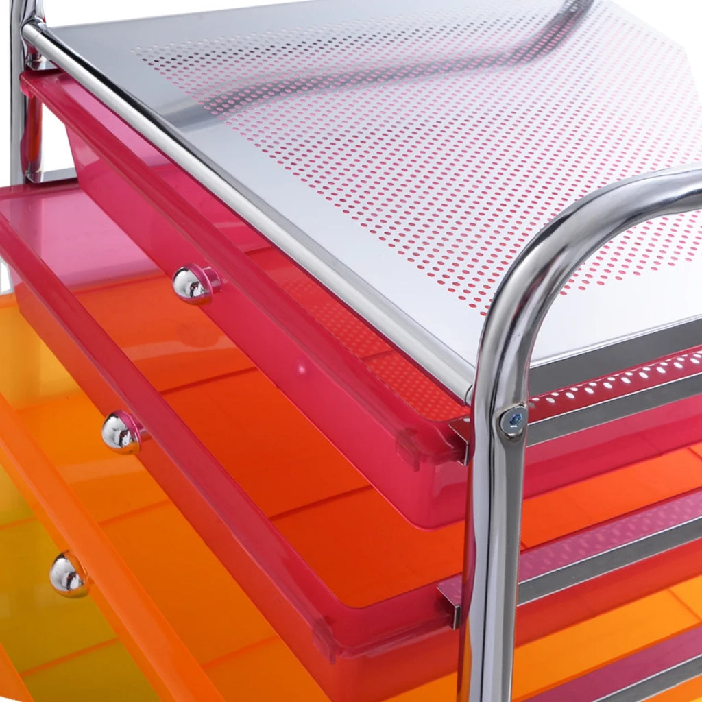 Carrello portaoggetti con ruote 32,5 x 37 x 86 cm con 10 cassetti estraibili pratico moderno in ferro colorato 20_0018563