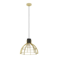 Lampadario A Sospensione Vintage Stillington Acciaio Nero Oro 1 Luce E27