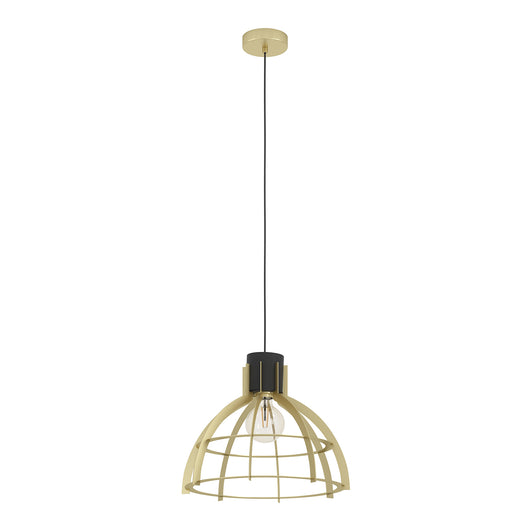 Lampadario A Sospensione Vintage Stillington Acciaio Nero Oro 1 Luce E27