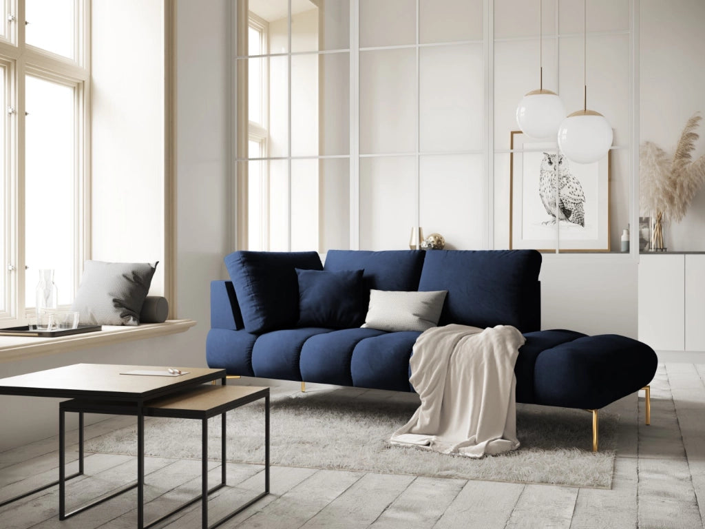Cosmopolitan Design - Chaise longue destra "Hastings" 2 posti in velluto blu reale 