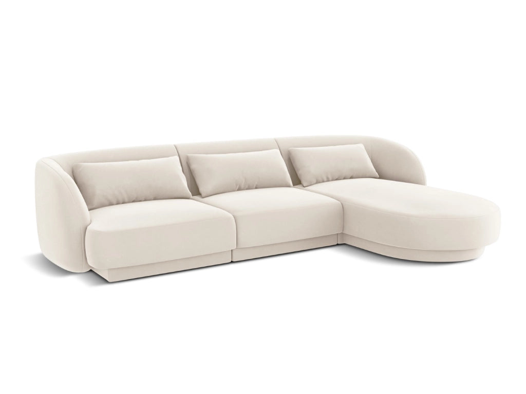 Cosmopolitan Design - Divano angolare destro "Tulum" 4 posti in velluto beige chiaro 