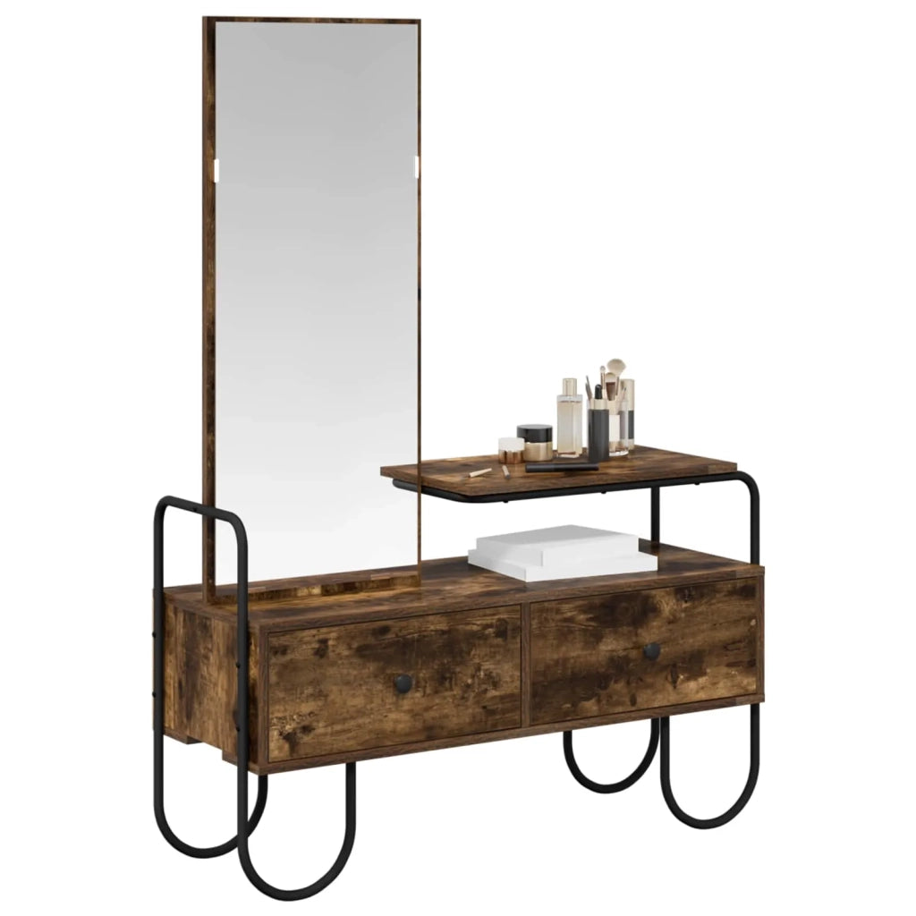 Tavolo da Trucco con cassetto Rovere Fumo Legno ingegnerizzato 8007685