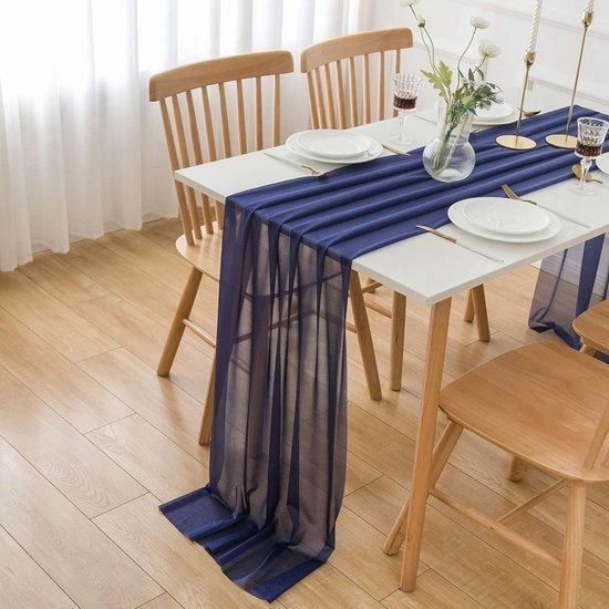 Tela da tavola chiffon decorativa - festiva - azzurro scuro organza - tela da tavola decorativa - festiva - tulle 3m x 70cm stoffa decorativa
