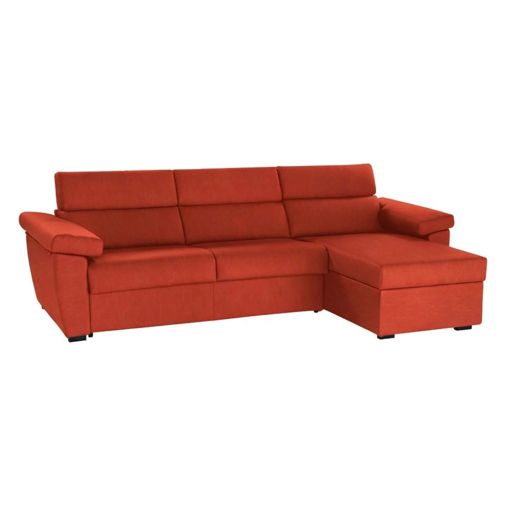 Ceto, Divano Fisso con Penisola Sfoderabile Made in Italy, 285x160 cm Arancione