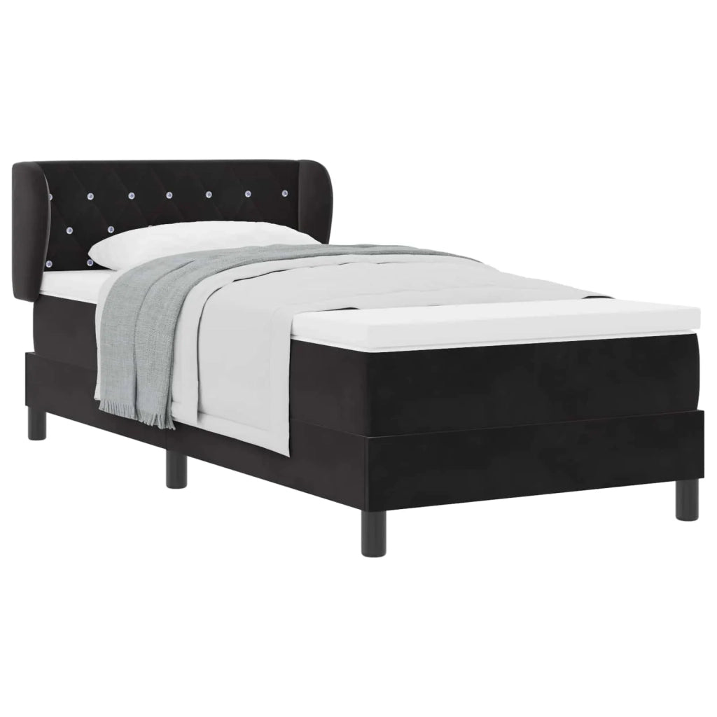 Letto a molle con testiera Nero 90 x 190 cm Velluto 3340312