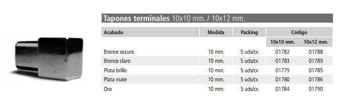 Tappo terminale per listelli fus ion 10x10 bronzo chiaro