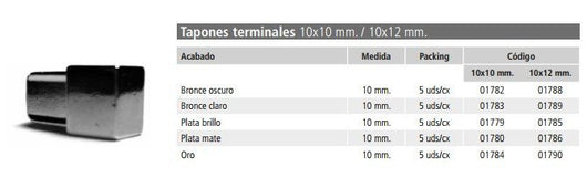 Tappo terminale per listelli fus ion 10x10 bronzo chiaro