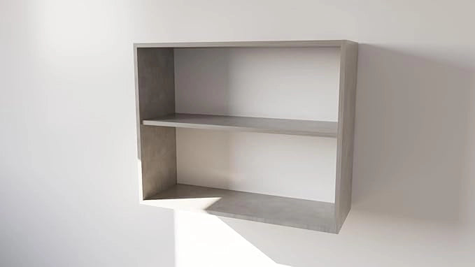 Pensile Cucina  in Legno Nobilitato Cemento Mobile Alto con 2 Ante, Pensile Componibile Moderno Made in Italy (H80xL70XP32cm)