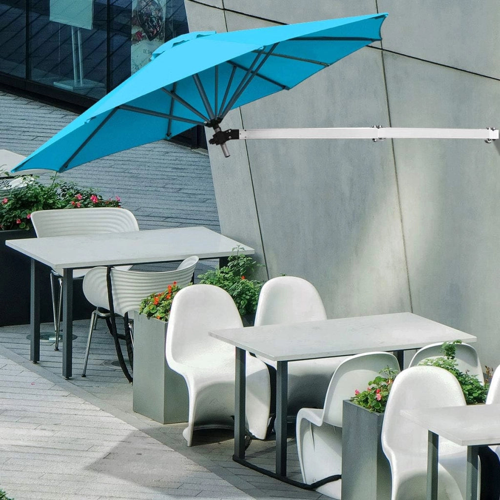 Ombrellone da Parete 247 cm, Ombrellone da Muro per Giardino con Angolo Regolabile, Parasole Esterno Pieghevole Anti UV, per Giardino, Balcone e Cortile (Turchese)