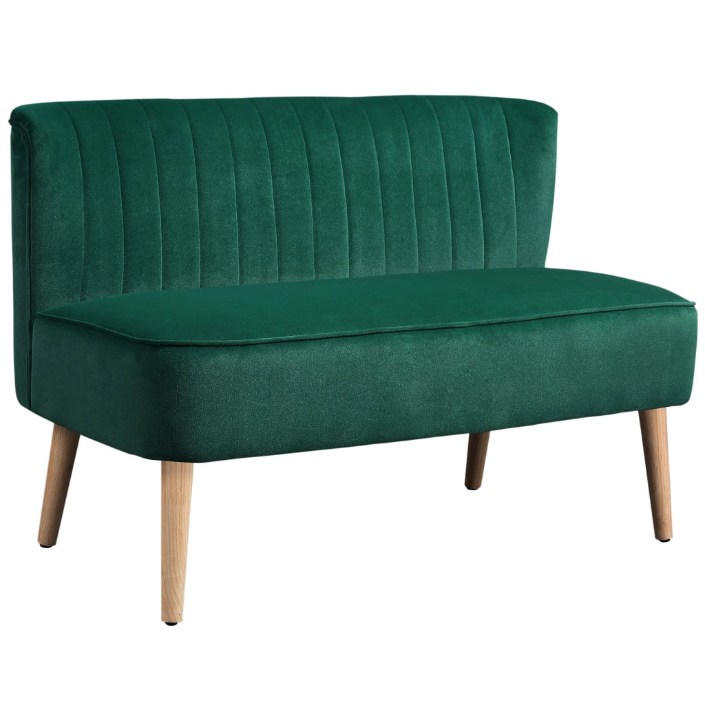 Divano 2 Posti Retrodesign ¨C zephmum ¨C Legno, Verde Scuro, 117x56.5x77