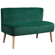 Divano 2 Posti Retrodesign ¨C zephmum ¨C Legno, Verde Scuro, 117x56.5x77
