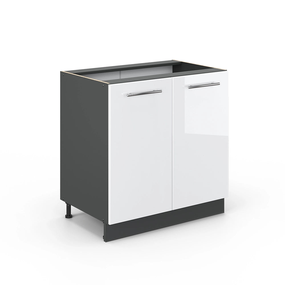 Mobile lavello cucina Fame-Line Bianco lucido/Antracite 80 cm con ripiano, senza piano di lavoro Vicco