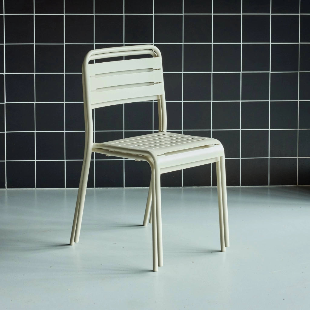 set 2 sedie da giardino bistrot in acciaio, beige
