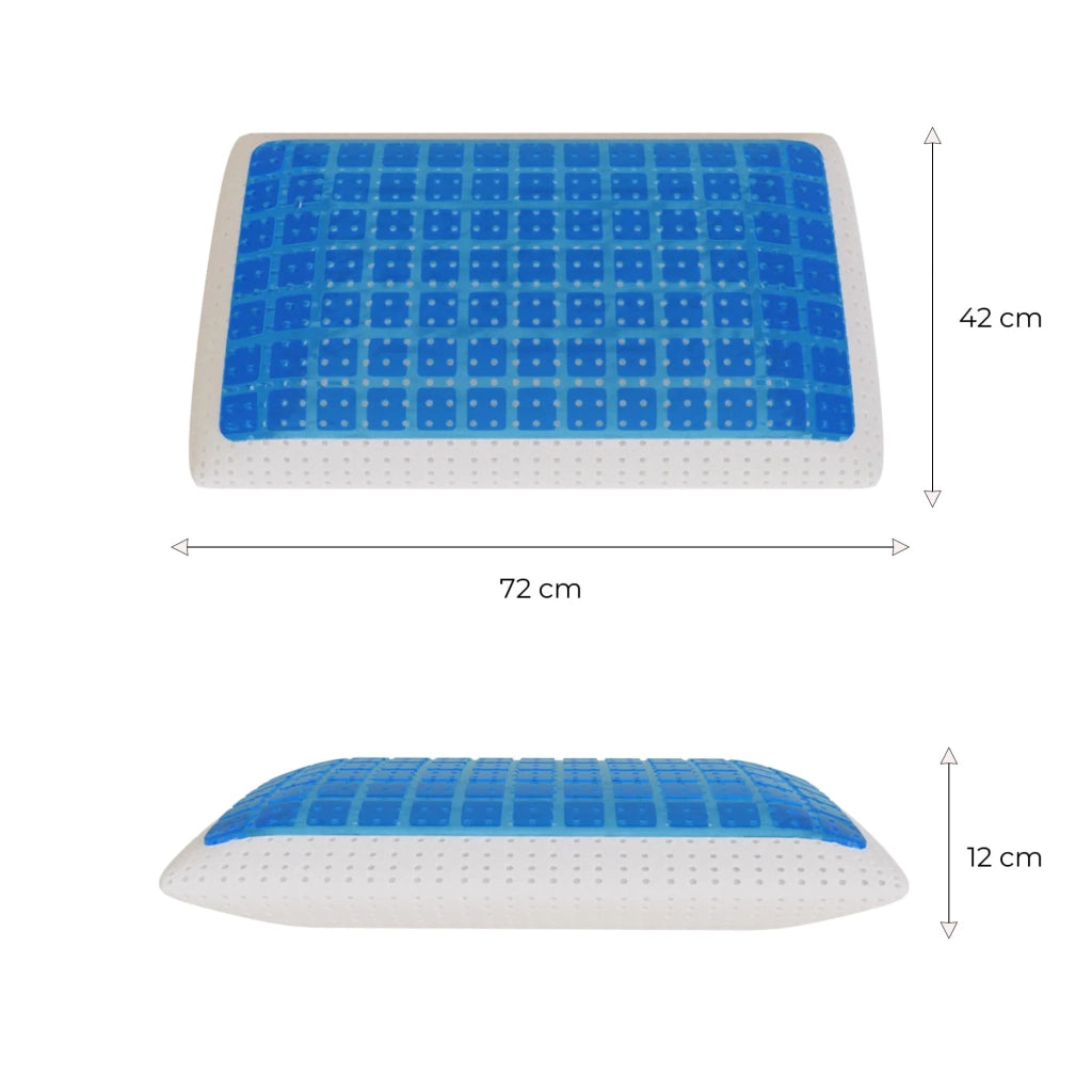 Cuscino in memory foam con Gel - Termoregolatore e Anti-Sudore - Poseidone - 72x42x12cm