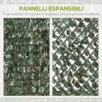Finta Siepe 8 Pezzi Parete Verde Estensibile per Esterni, in Legno e Poliestere, 200x100cm