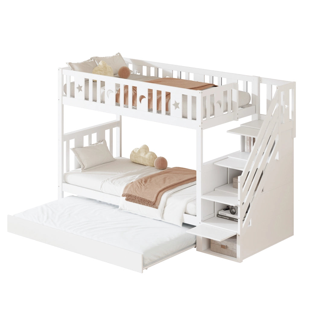 Letto a castello per bambini bianco 90x200 cm con letto estraibile