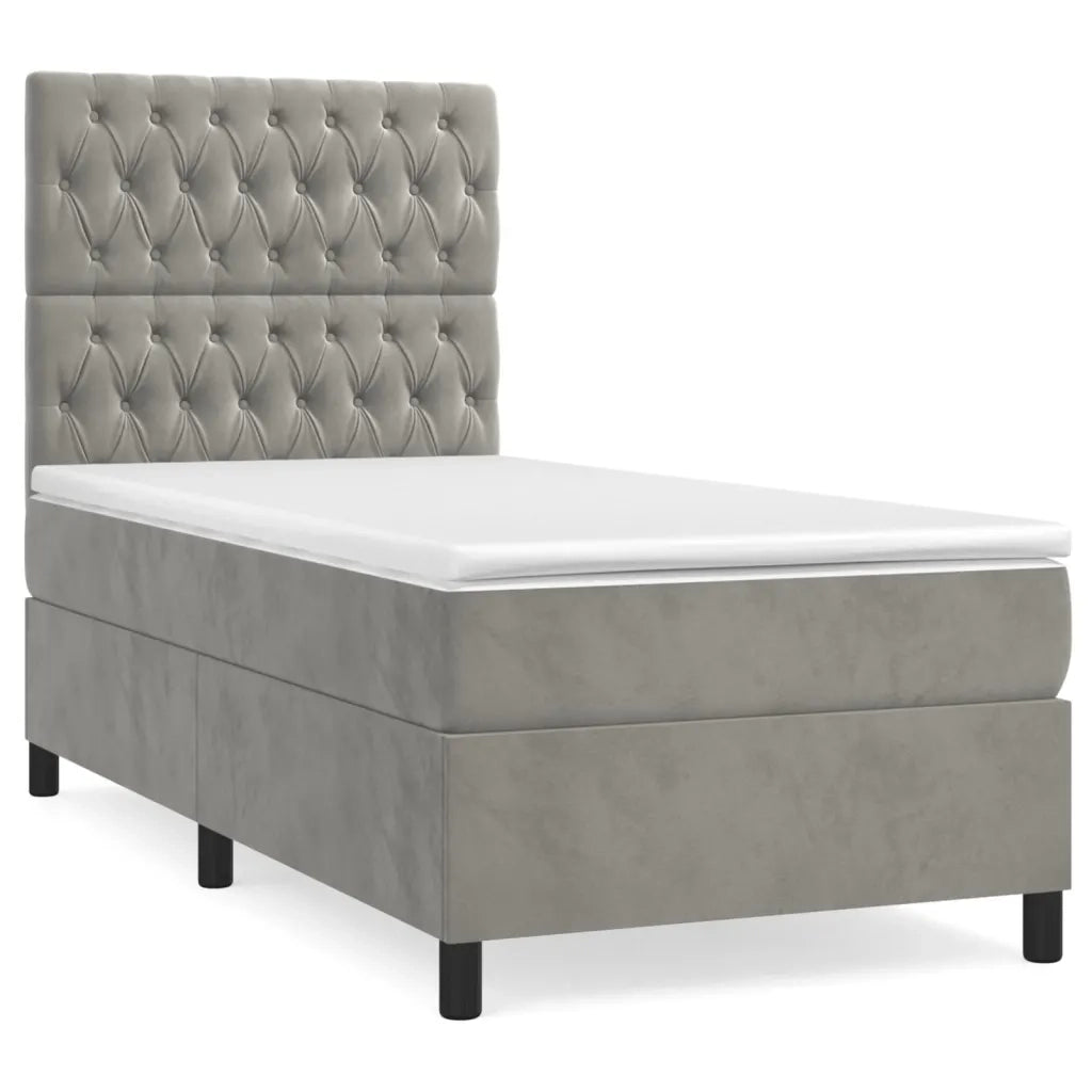 Giroletto a Molle con Materasso Grigio Chiaro 90x190 cm Vellutocod mxl 75840