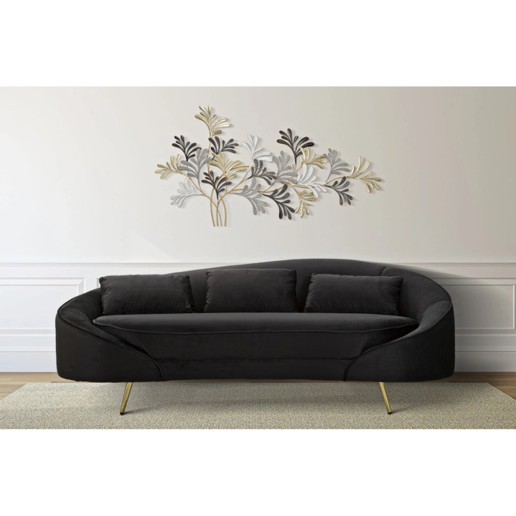 Divano VKH43, Nero, Legno, 185x84x68 cm