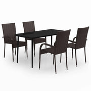 Set da Pranzo da Giardino 5 pz | Set Salotto da Giardino Marrone e Nero