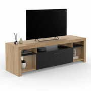 IDMarket - Mueble TV MALO 140 cm en madera y armario negro