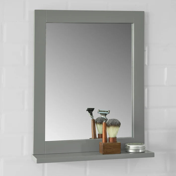 Specchio Bagno Specchio Da Parete Mensola Bagno Bianco A Muro Grigio Scuro FRG129-SG
