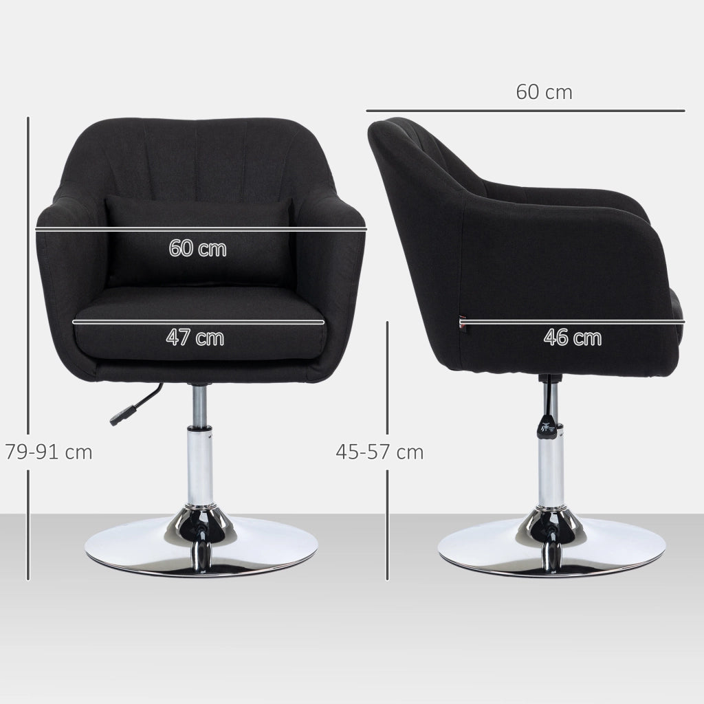 Poltrona lounge ULEVR girevole 360¡ã regolabile in altezza con braccioli e cuscino lombare, nera