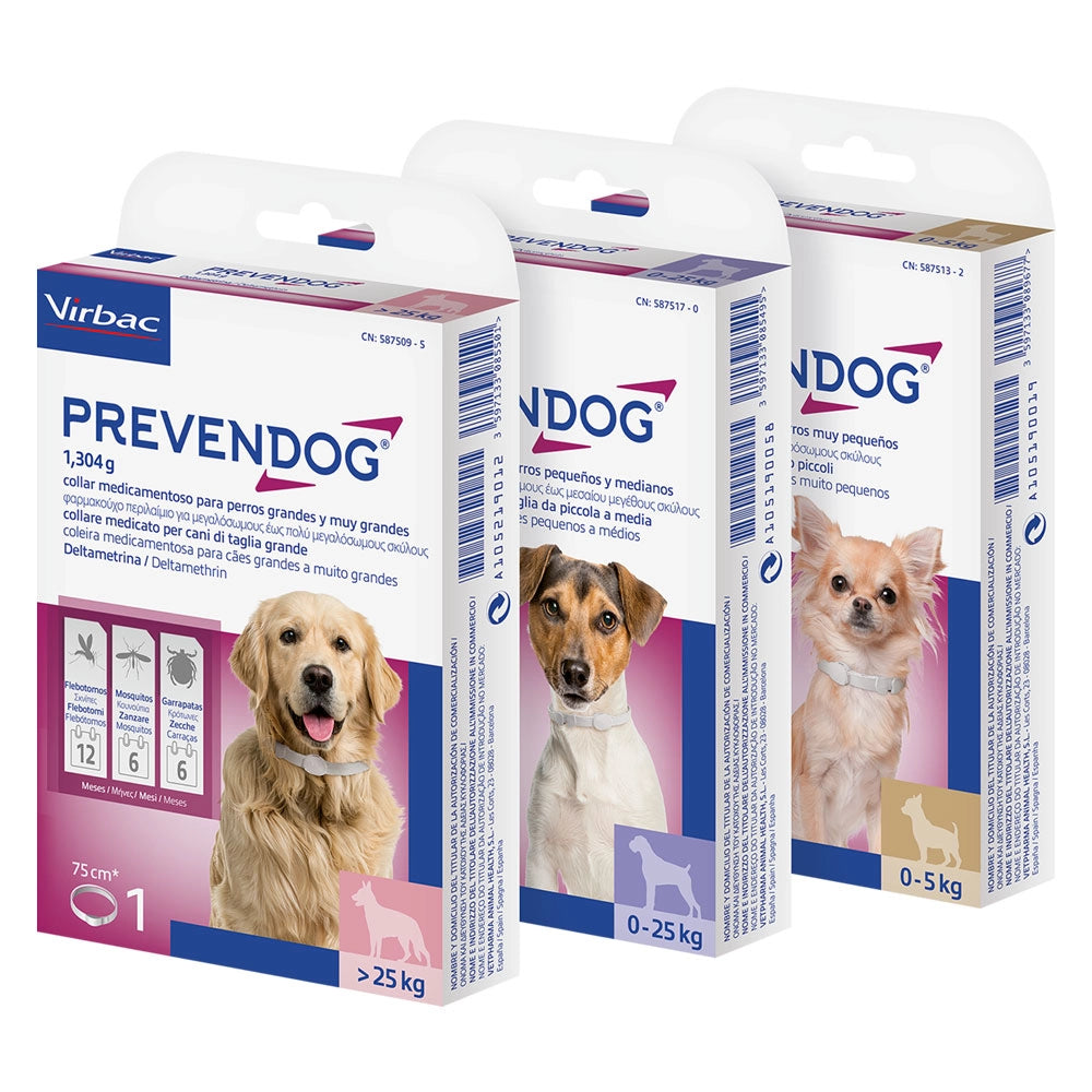 COLLARE ANTIPARASSITARIO PER CANI 'PREVENDOG' da 0 a 25 kg - cm. 60 (scatola 2 pezzi)  - VIRBAC