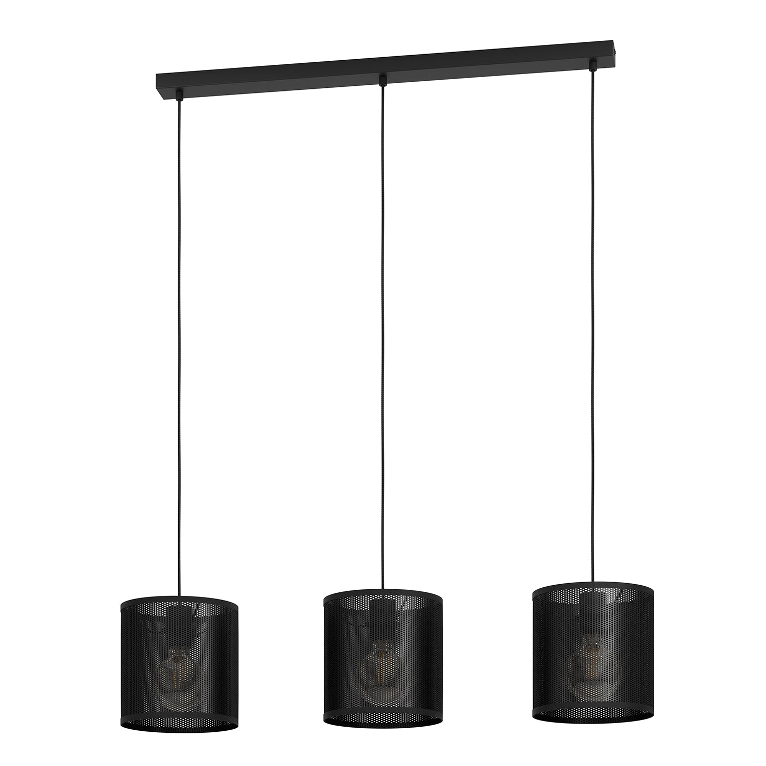 Lampadario A Sospensione Vintage Manby Acciaio Nero 3 Luci E27