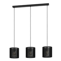 Lampadario A Sospensione Vintage Manby Acciaio Nero 3 Luci E27