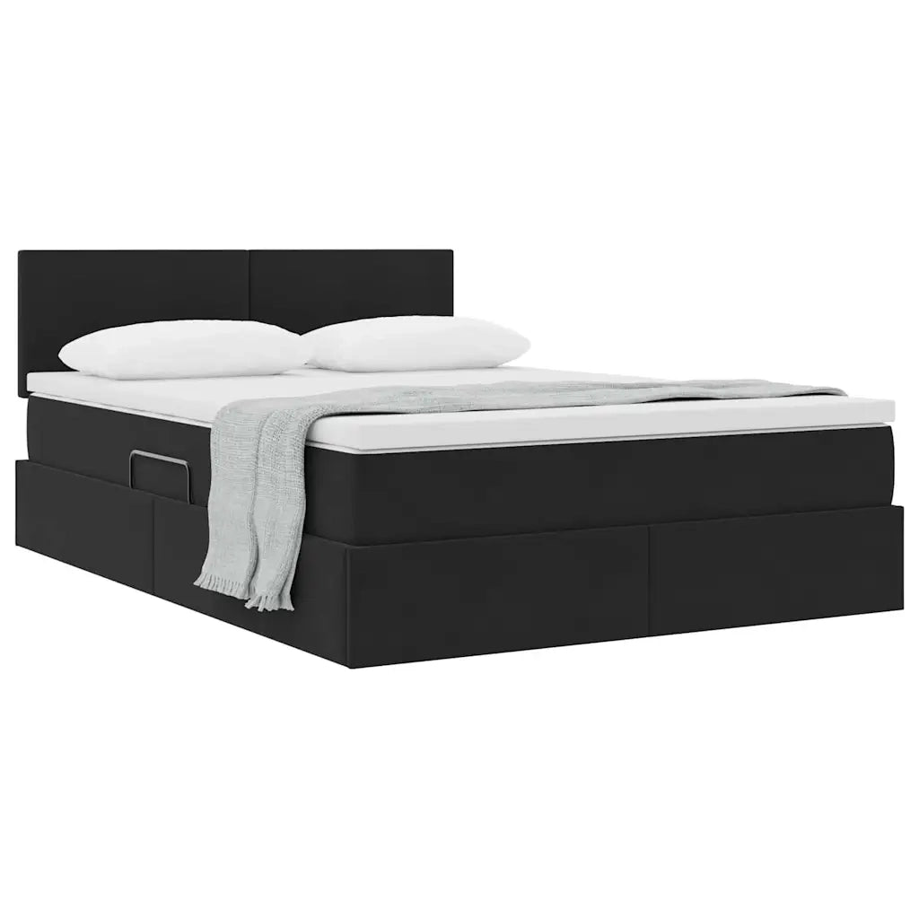 Letto con Contenitore con materasso Nero 140 x 190 cm Velluto