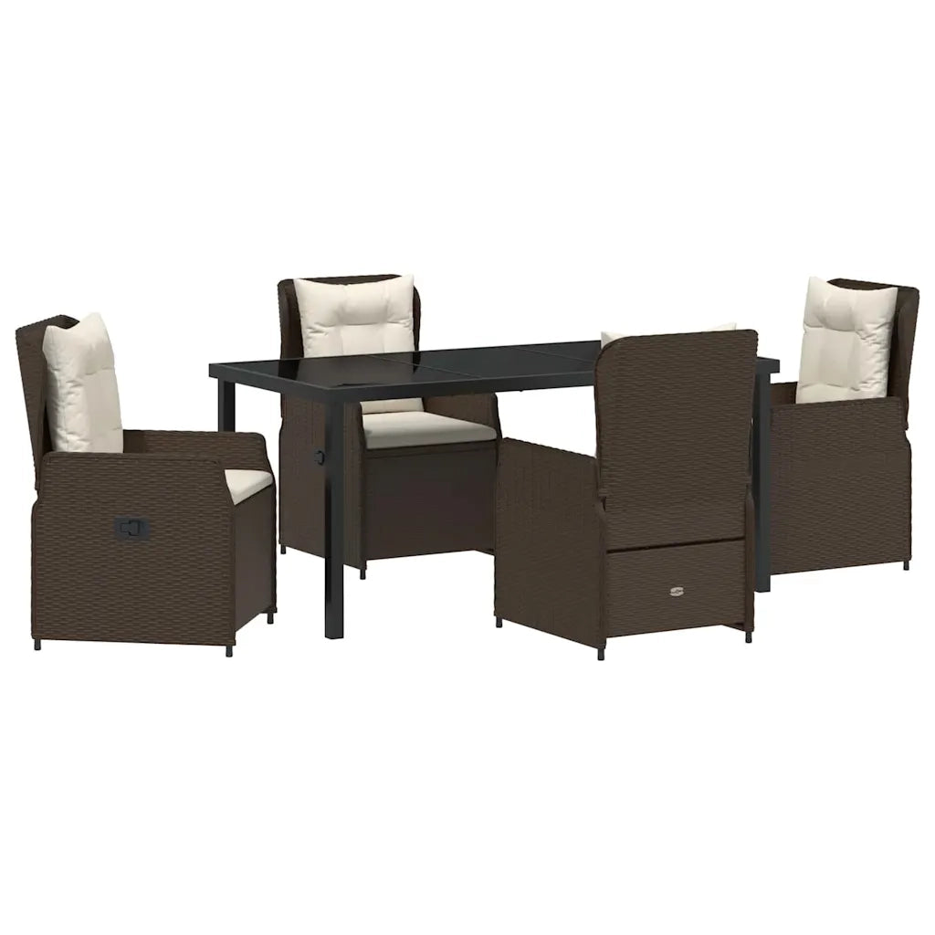 Set da Pranzo per Giardino 5 pcs Marrone polyrattan