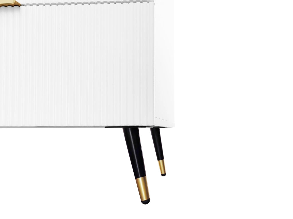 Sideboard bianco e oro con 6 cassetti, design moderno 120x77x40 cm