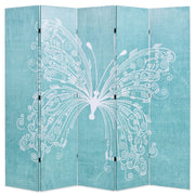 Paravento divisorio parete divisoria mobile decorativo 200 cm motivo farfalla blu 0802048