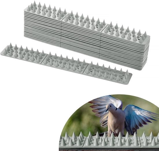 Sistema di difesa contro uccelli - Difesa contro animali indesiderati - Resistente all'usura e al tempo - Grigio - Spine per uccelli - Protezione contro animali non desiderati -  Geschi