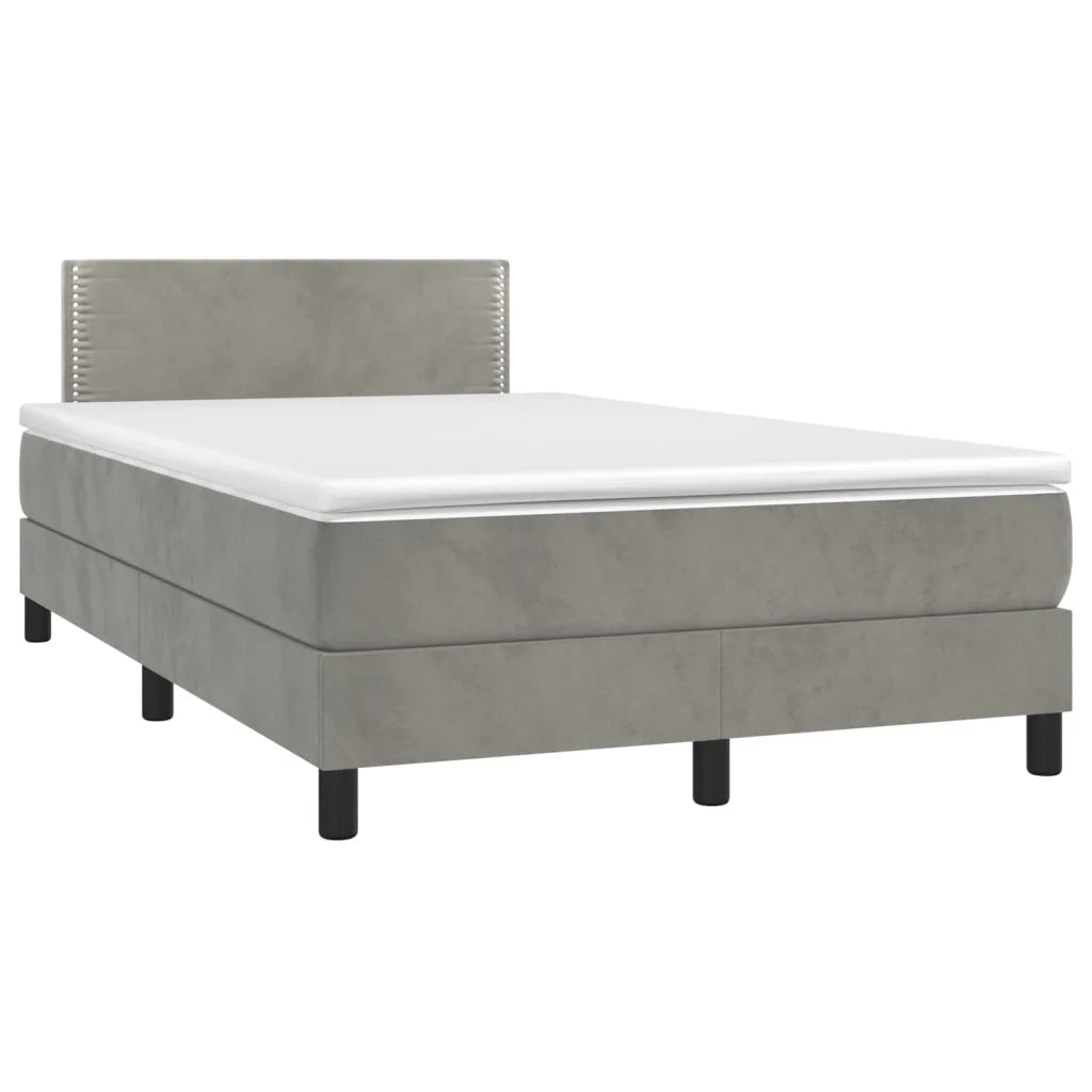 Letto a Molle con Materasso e LED Grigio Chiaro 120x200 cm Velluto 3134333