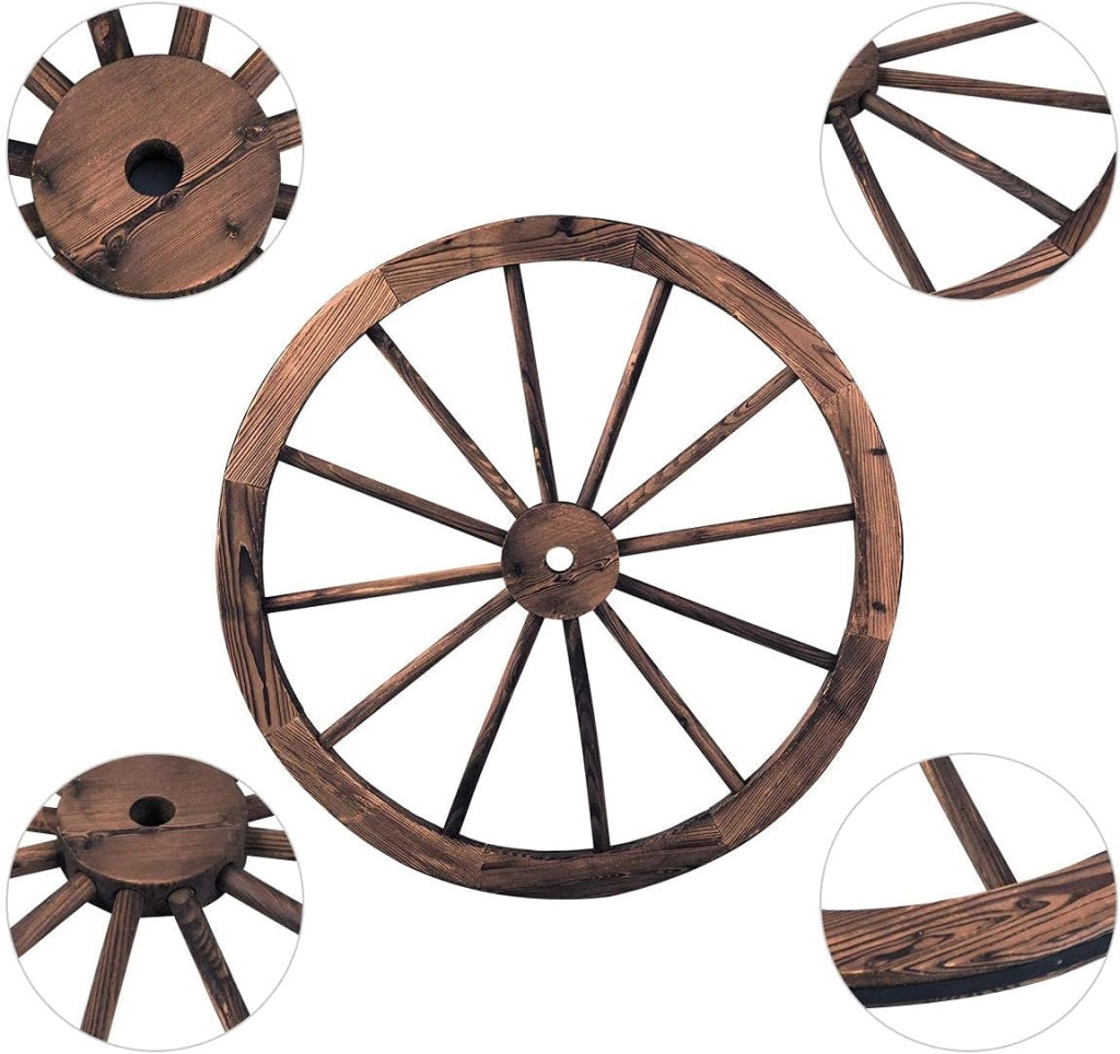 2 Ruote in Legno di Abete, Decorazioni a Forma di Ruota da Parete, Ideale per Bar, Ristorante, Soggiorno, 76 x 76 x 3,5 cm