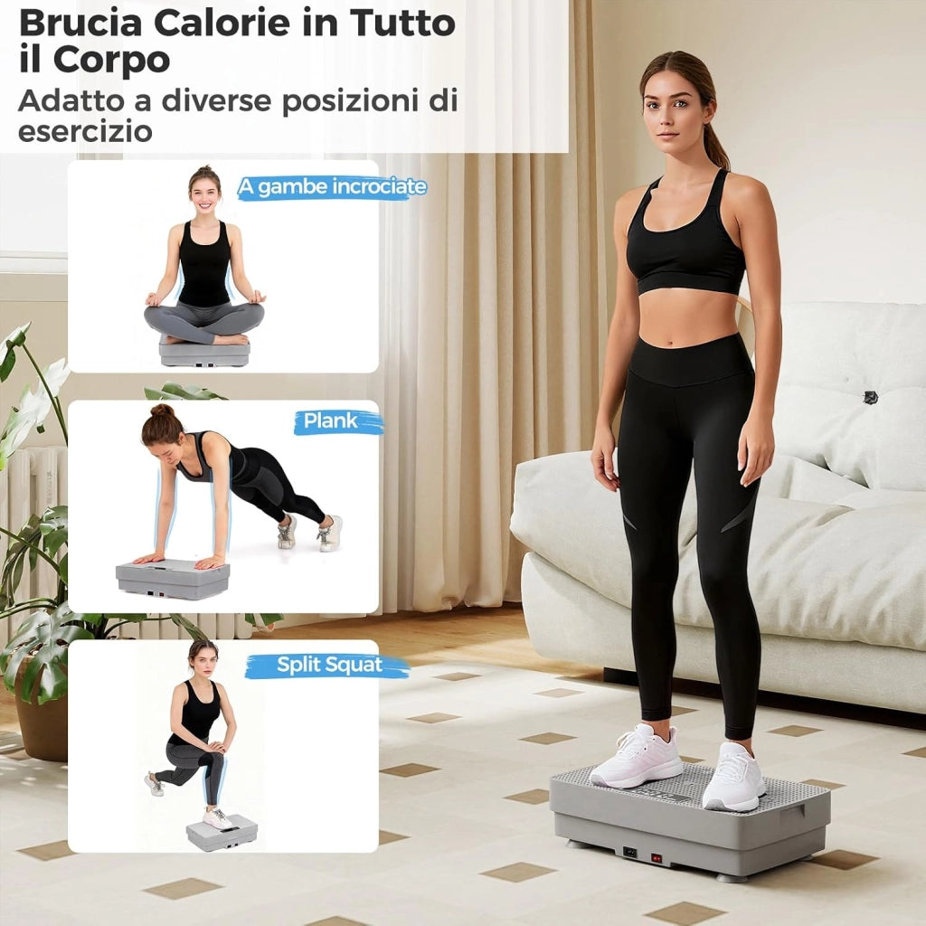 Pedana Vibrante Dimagrante, Piastra Vibrante con 10 Velocità Regolabili e Timer, Automatico e Controllo Remoto, Vibration Plate Potente per Allenamento di Muscoli e Corpo, Fitness a Casa