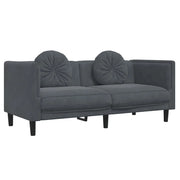 Poltrona | Sedia Relax con Cuscini a 2 Posti Grigio Scuro in Velluto