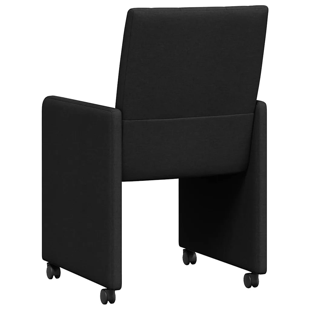 Sedie da Pranzo con Ruote 2 pcs Nero 58 x 65 x 94 cm Tessuto